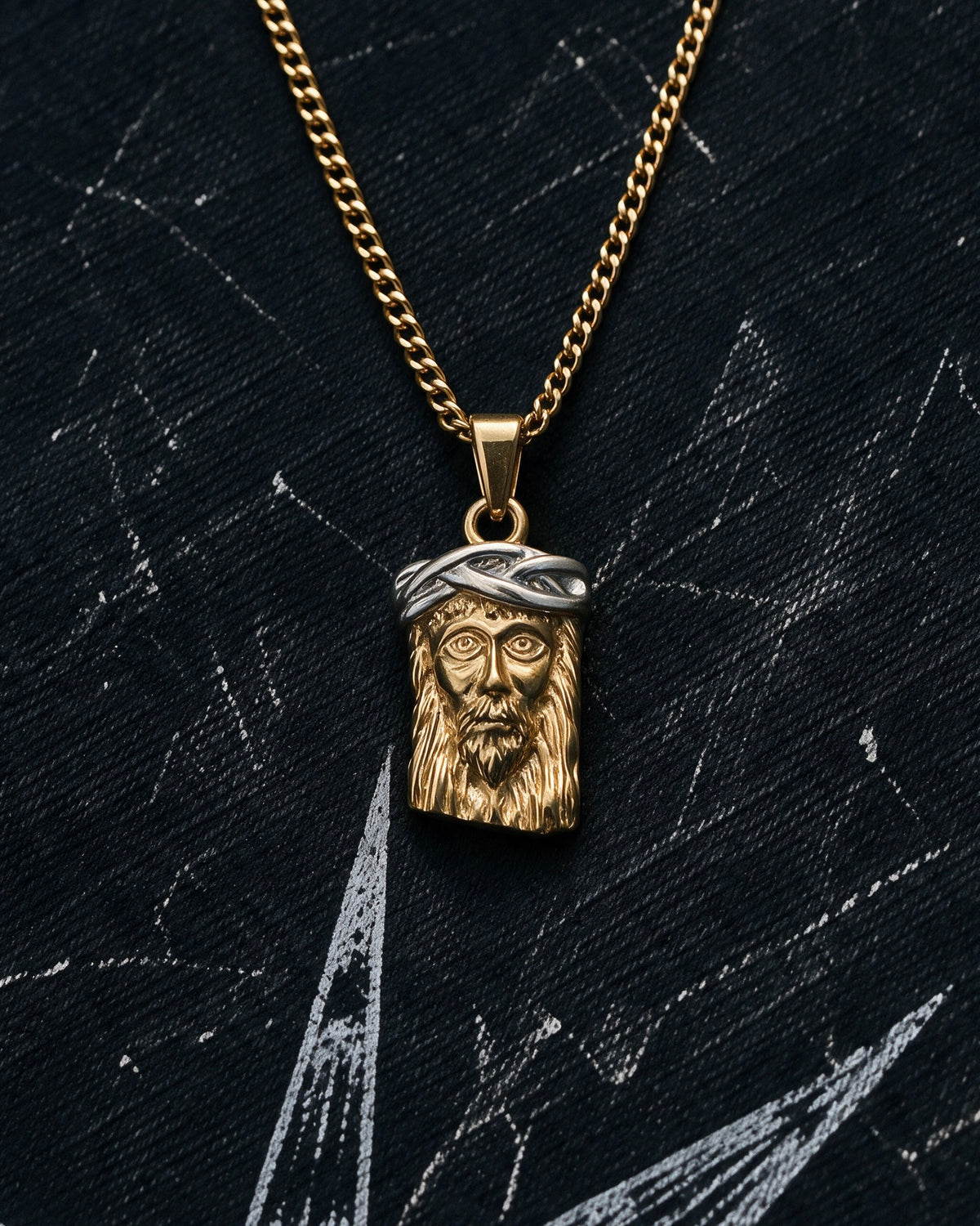 Gold Jesus Head Pendant - Coda Jewelry