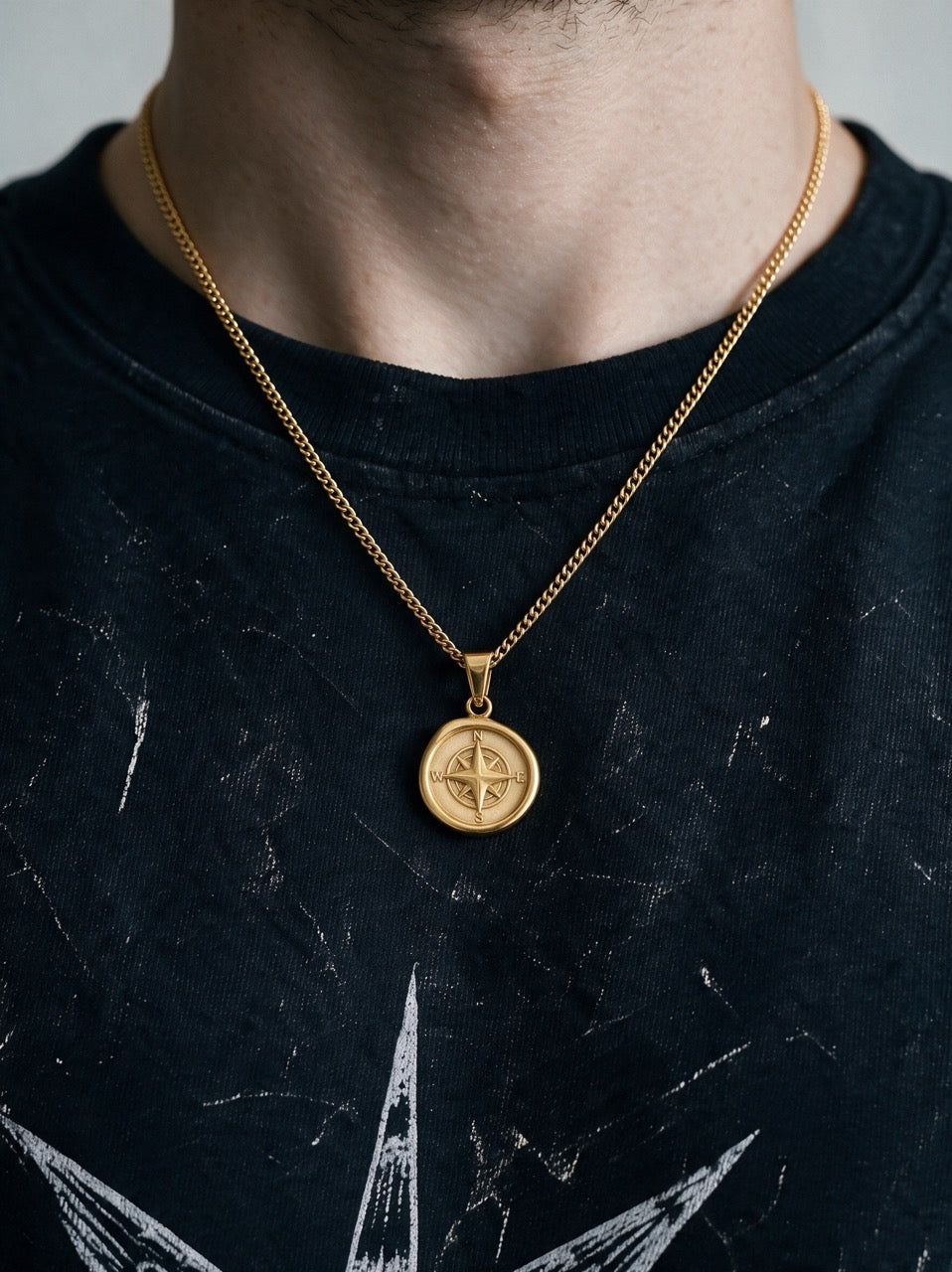 Gold Vintage Compass Pendant