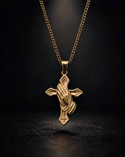 Gold Hand Cross Pendant