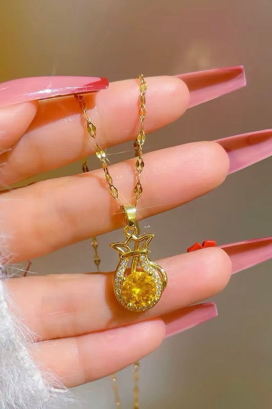 Stone pouch Pendant - Coda Jewelry