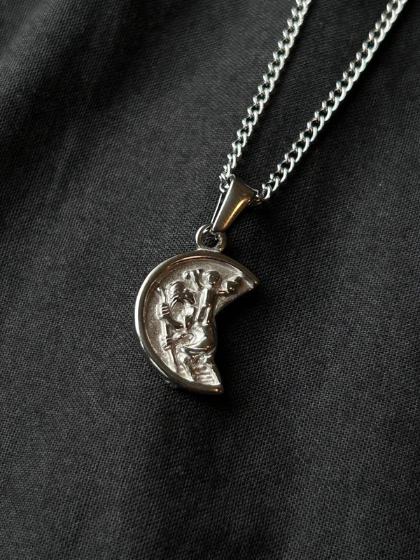 Silver St. Christopher Broken Medal Pendant