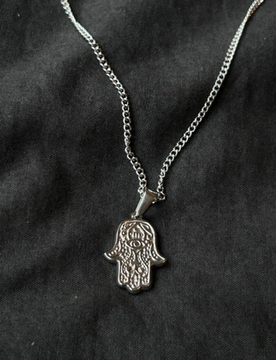 Silver Hamsa Evil Eye Pendant