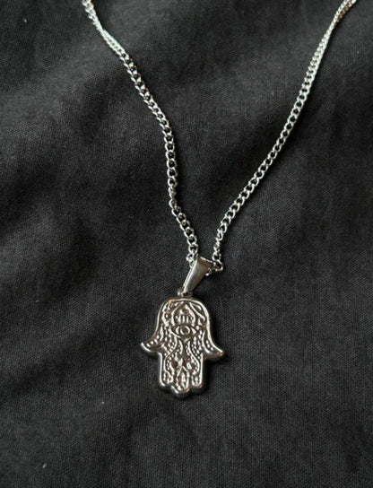 Silver Hamsa Evil Eye Pendant - Coda Jewelry