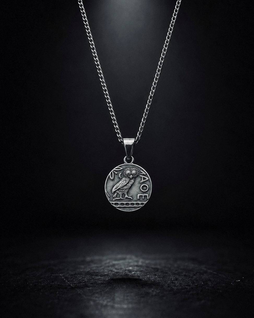 Silver Athena Owl Coin Pendant - Coda Jewelry