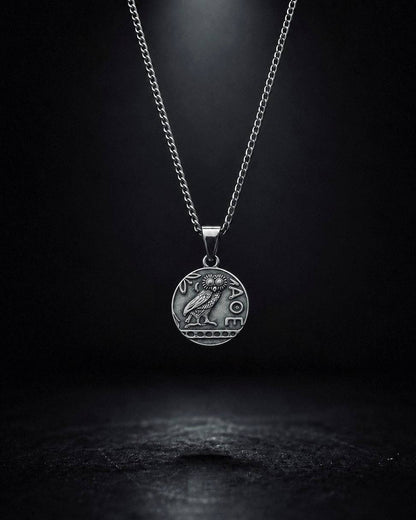 Silver Athena Owl Coin Pendant - Coda Jewelry
