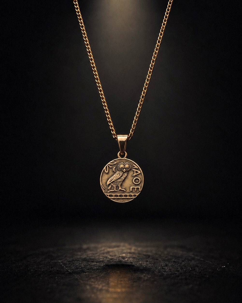 Gold Athena Owl Coin Pendant - Coda Jewelry