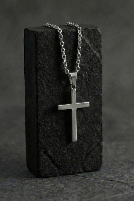 Steel Minimalistic Cross Pendant
