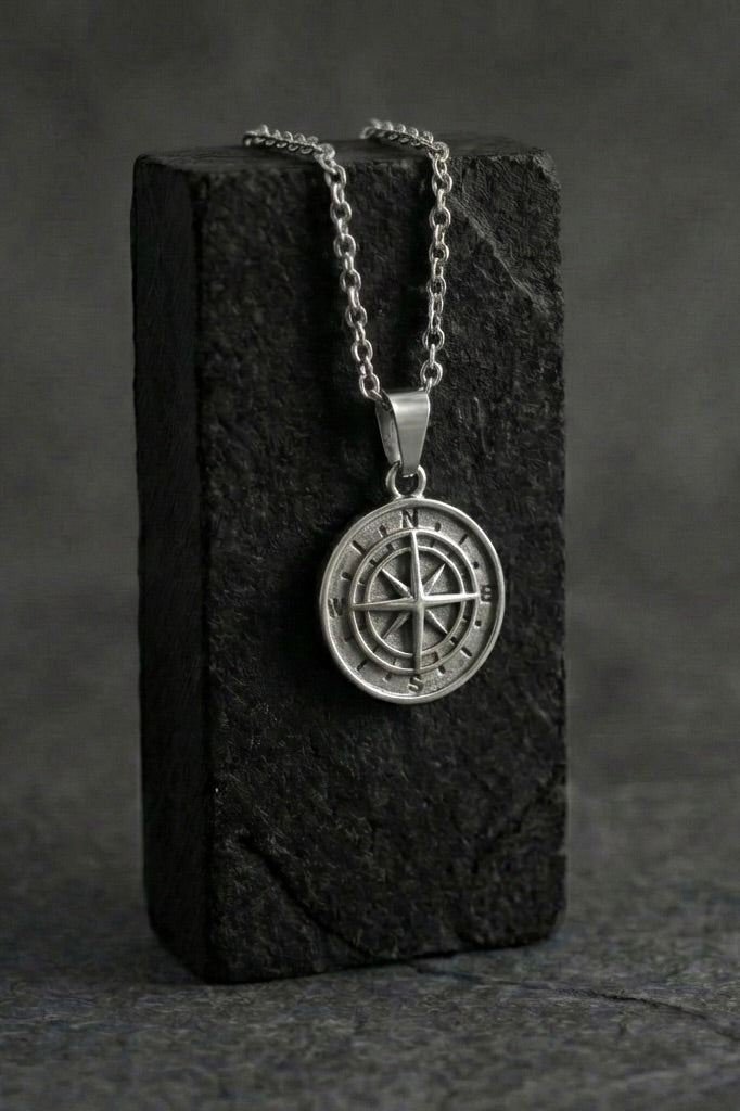 Steel Compass Pendant - Coda Jewelry