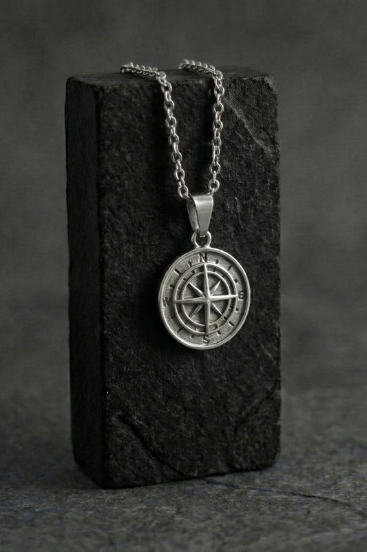 Steel Compass Pendant - Coda Jewelry