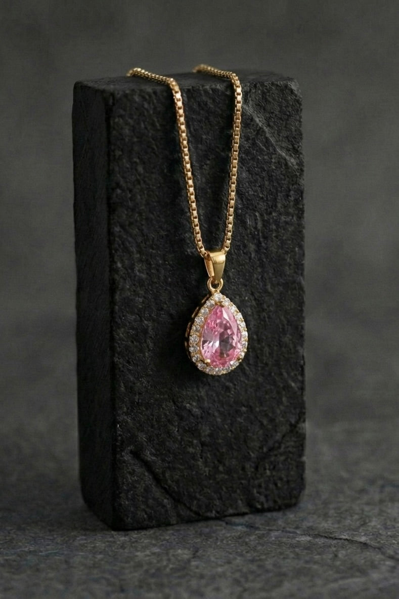 Pink stone drop pendant - Coda Jewelry