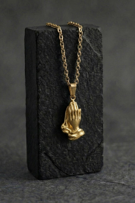 Gold Praying hand pendant