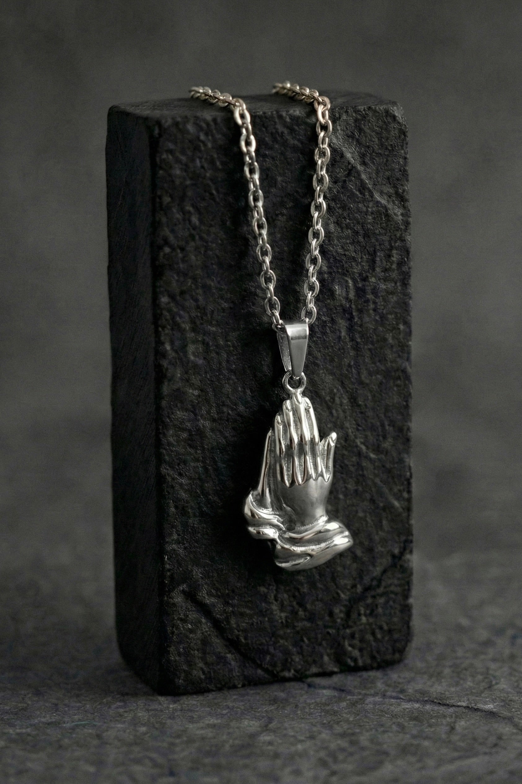Steel Praying hand pendant - Coda Jewelry