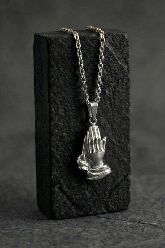 Steel Praying hand pendant - Coda Jewelry