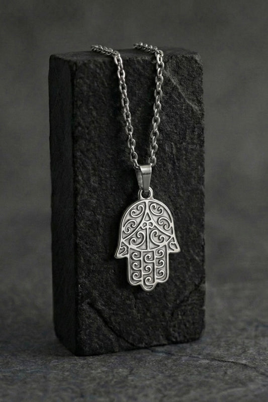Steel Hamsa hand pendant