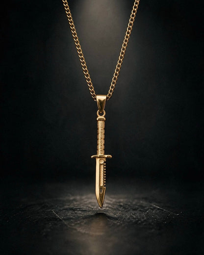 Gold Combat Knife Pendant