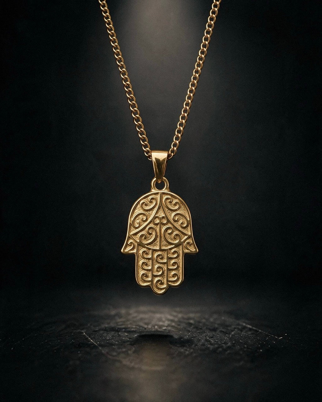Gold Hamsa Hand Pendant