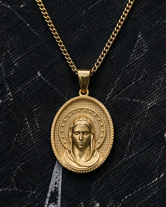 Gold Holy Mary Pendant