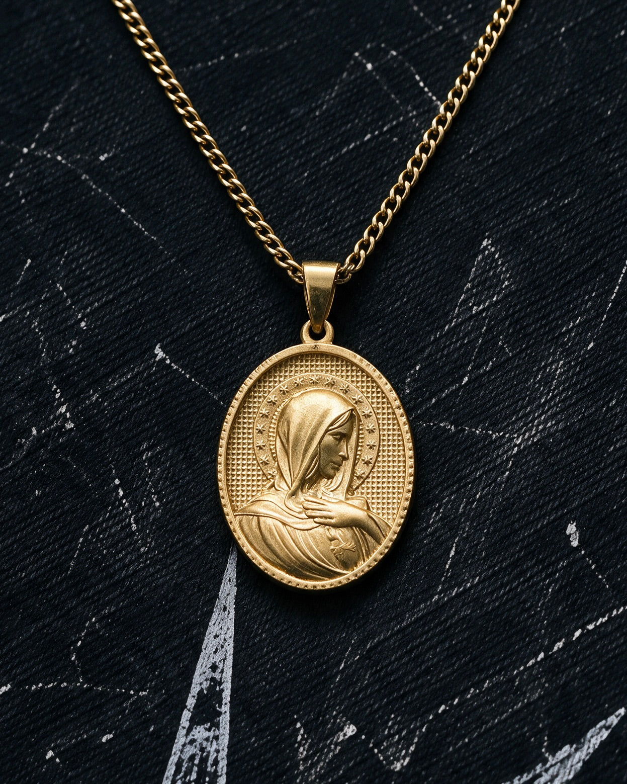 Gold Holy Mary Praying Pendant - Coda Jewelry