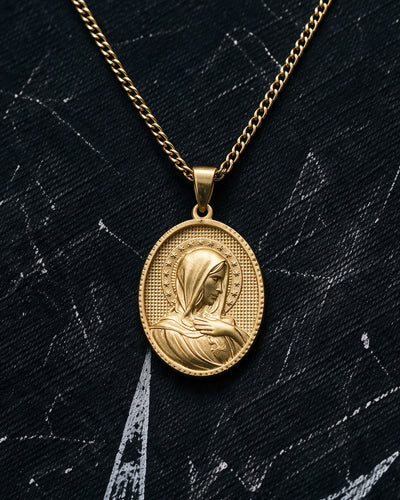 Gold Holy Mary Praying Pendant