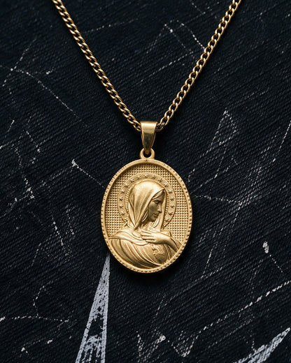 Gold Holy Mary Praying Pendant - Coda Jewelry