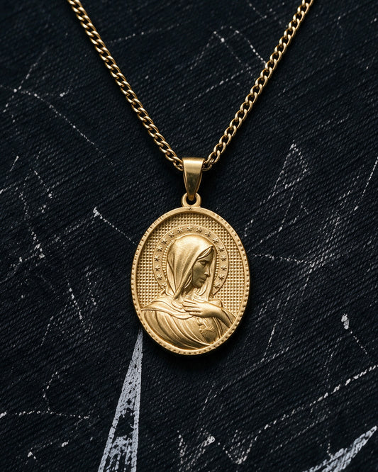 Gold Holy Mary Praying Pendant