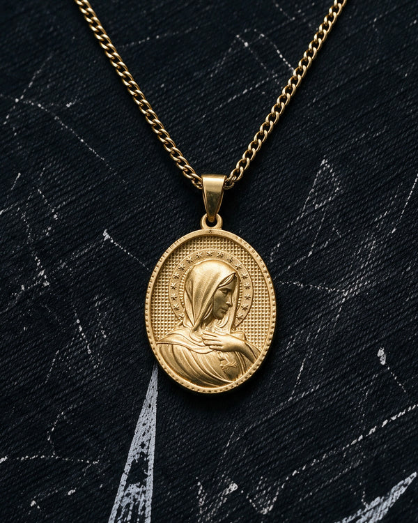 Gold Holy Mary Praying Pendant - Coda Jewelry
