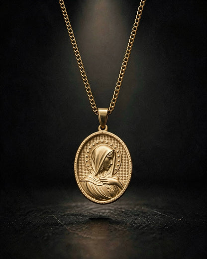 Gold Holy Mary Praying Pendant