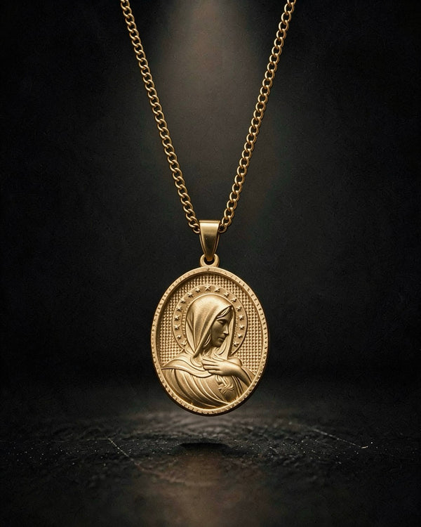 Gold Holy Mary Praying Pendant