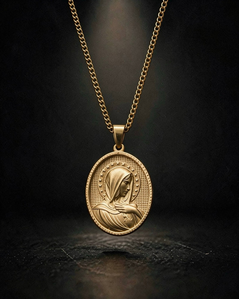 Gold Holy Mary Praying Pendant