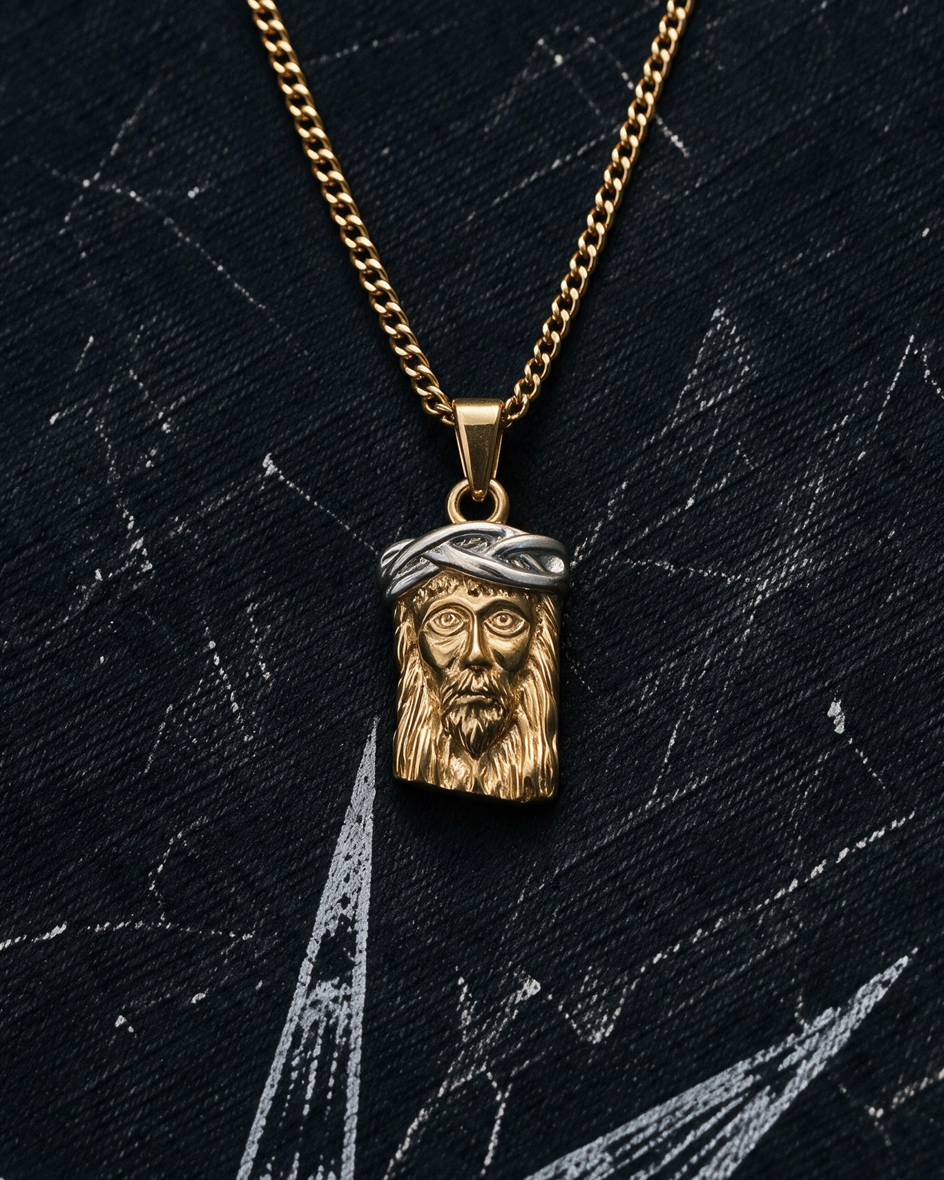 Gold Jesus Head Pendant - Coda Jewelry