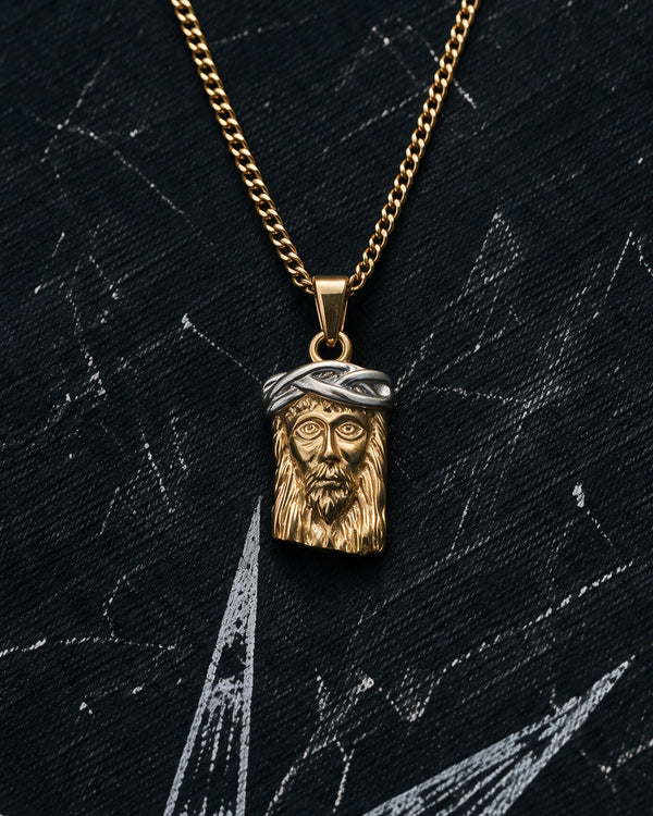 Gold Jesus Head Pendant - Coda Jewelry