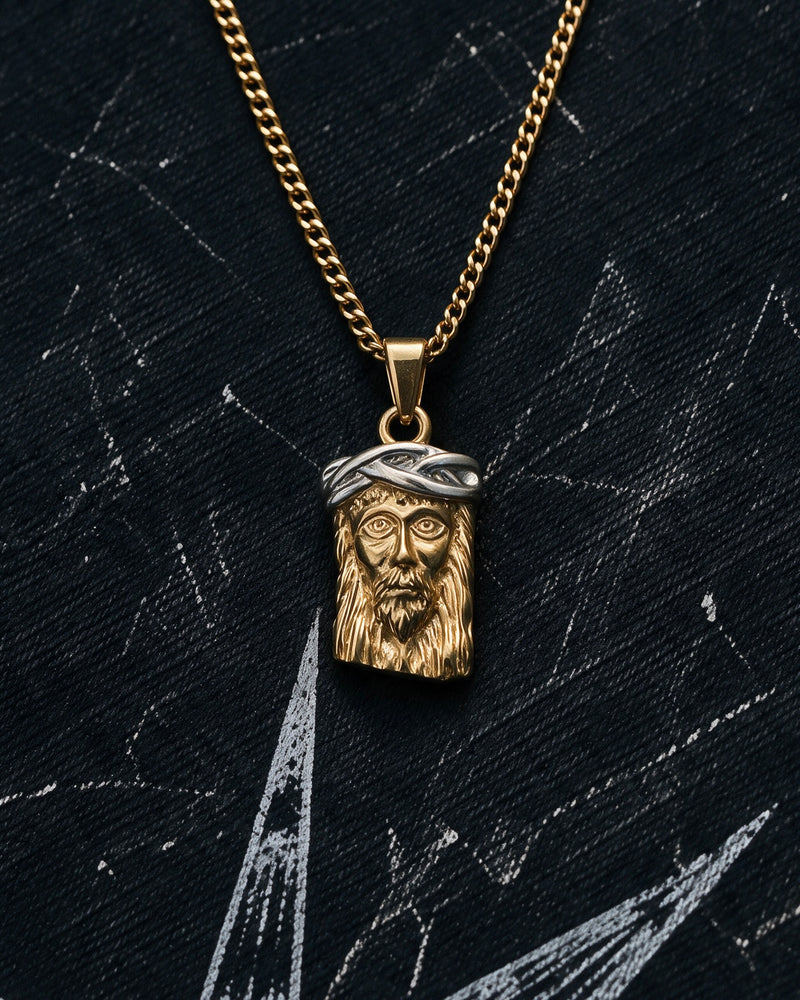 Gold Jesus Head Pendant