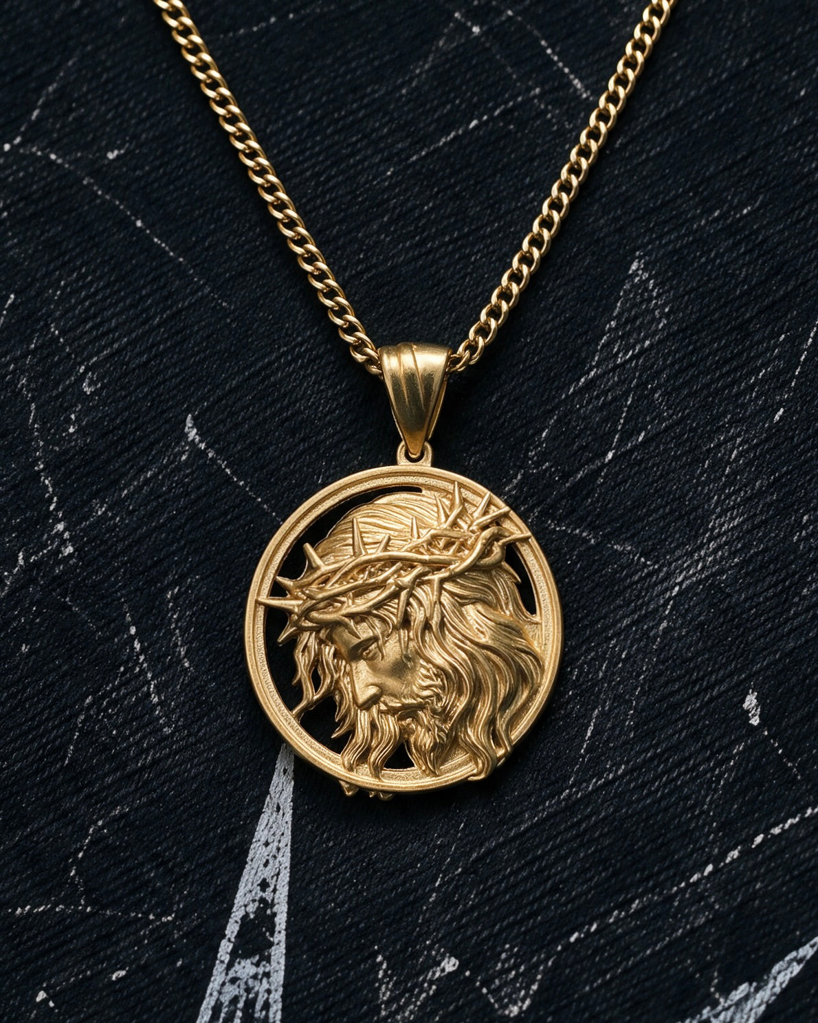 Gold Jesus Head Medallion Pendant - Coda Jewelry