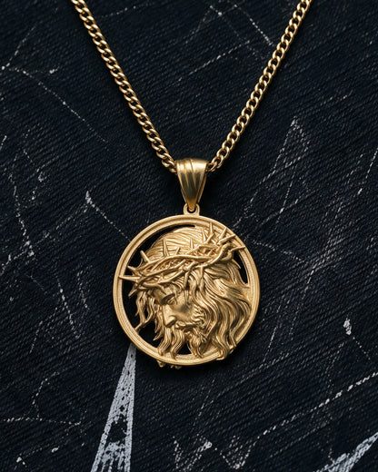 Gold Jesus Head Medallion Pendant - Coda Jewelry