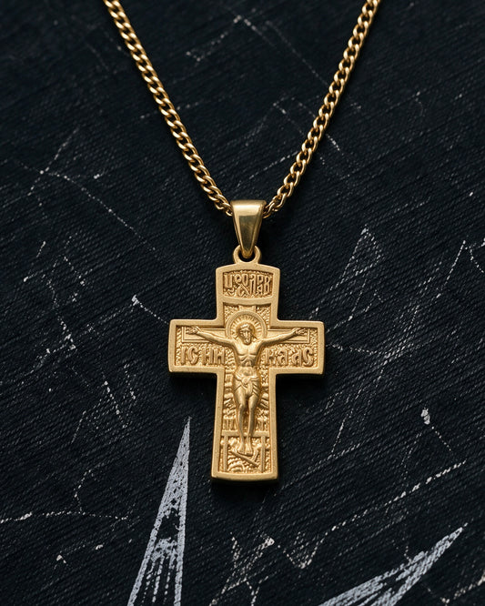 Gold Orthodox Crucifix Pendant