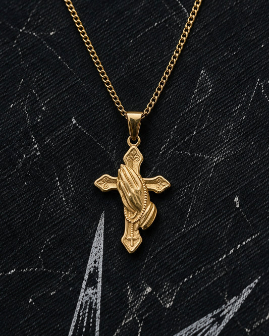 Gold Hand Cross Pendant