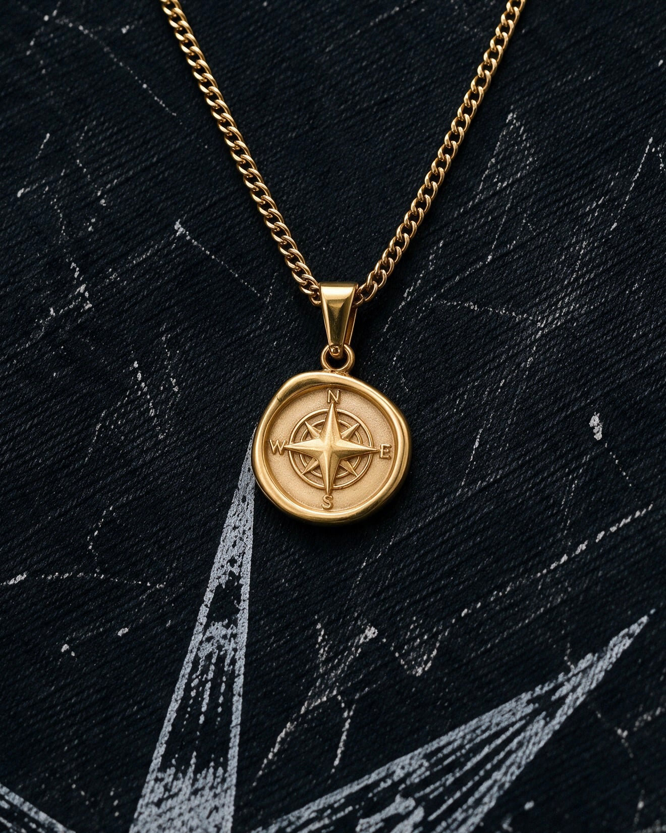 Gold Vintage Compass Pendant