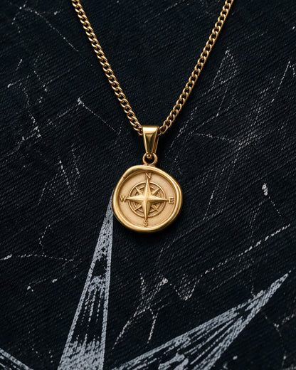 Gold Vintage Compass Pendant