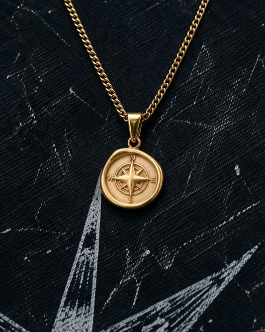 Gold Vintage Compass Pendant