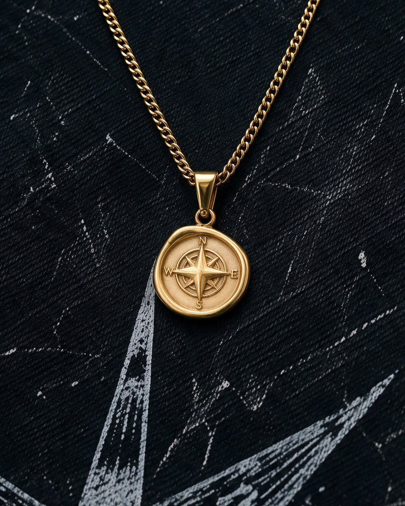 Gold Vintage Compass Pendant