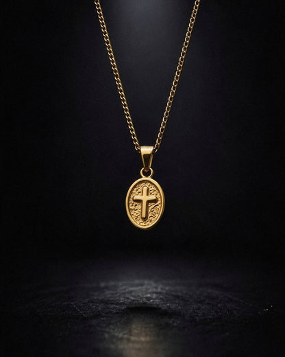 Gold Cross Medallion Pendant