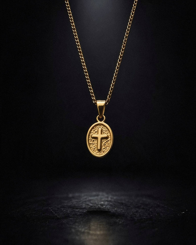 Gold Cross Medallion Pendant