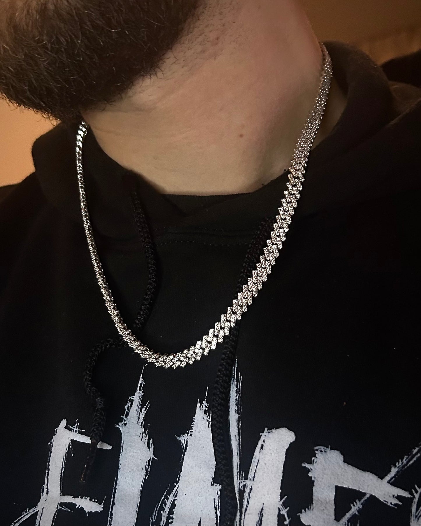 Moissanite Curb Cubaanse schakelketting | Zilver