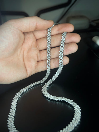 Moissanite Curb Cubaanse schakelketting | Zilver