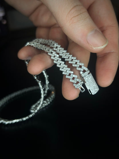 Moissanite Curb Cubaanse schakelketting | Zilver