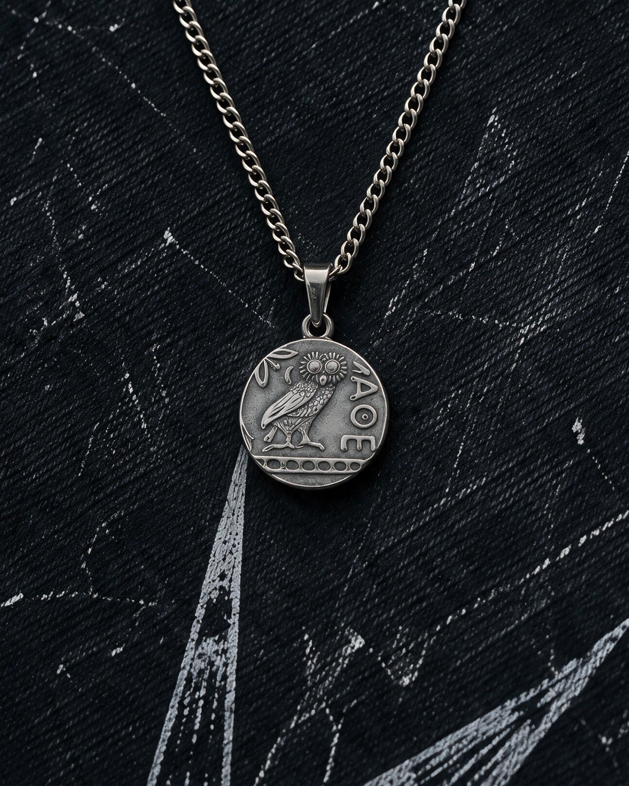 Silver Athena Owl Coin Pendant