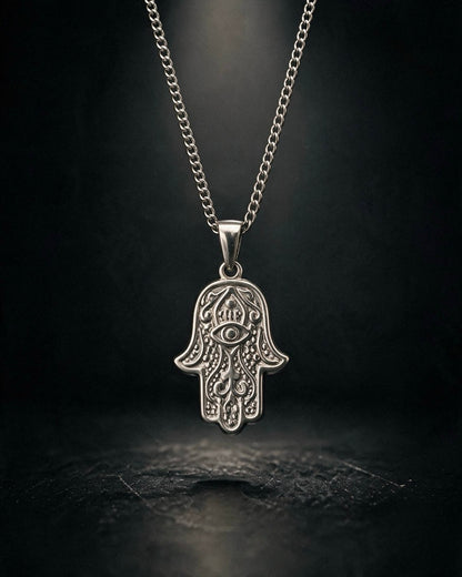Silver Hamsa Evil Eye Pendant - Coda Jewelry