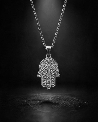 Silver Hamsa Hand Pendant