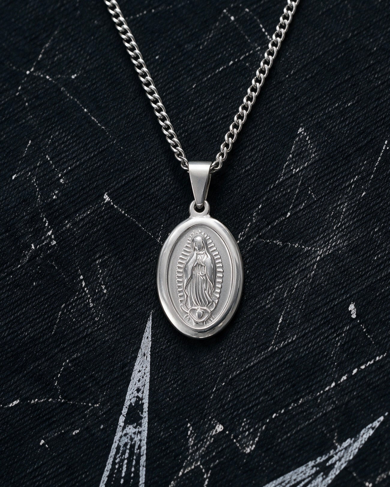 Silver Holy Mary Praying Pendant