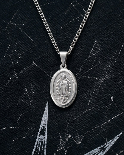 Silver Holy Mary Praying Pendant